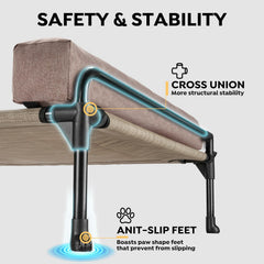 Veehoo durable steel frame supporting a sturdy outdoor dog bed