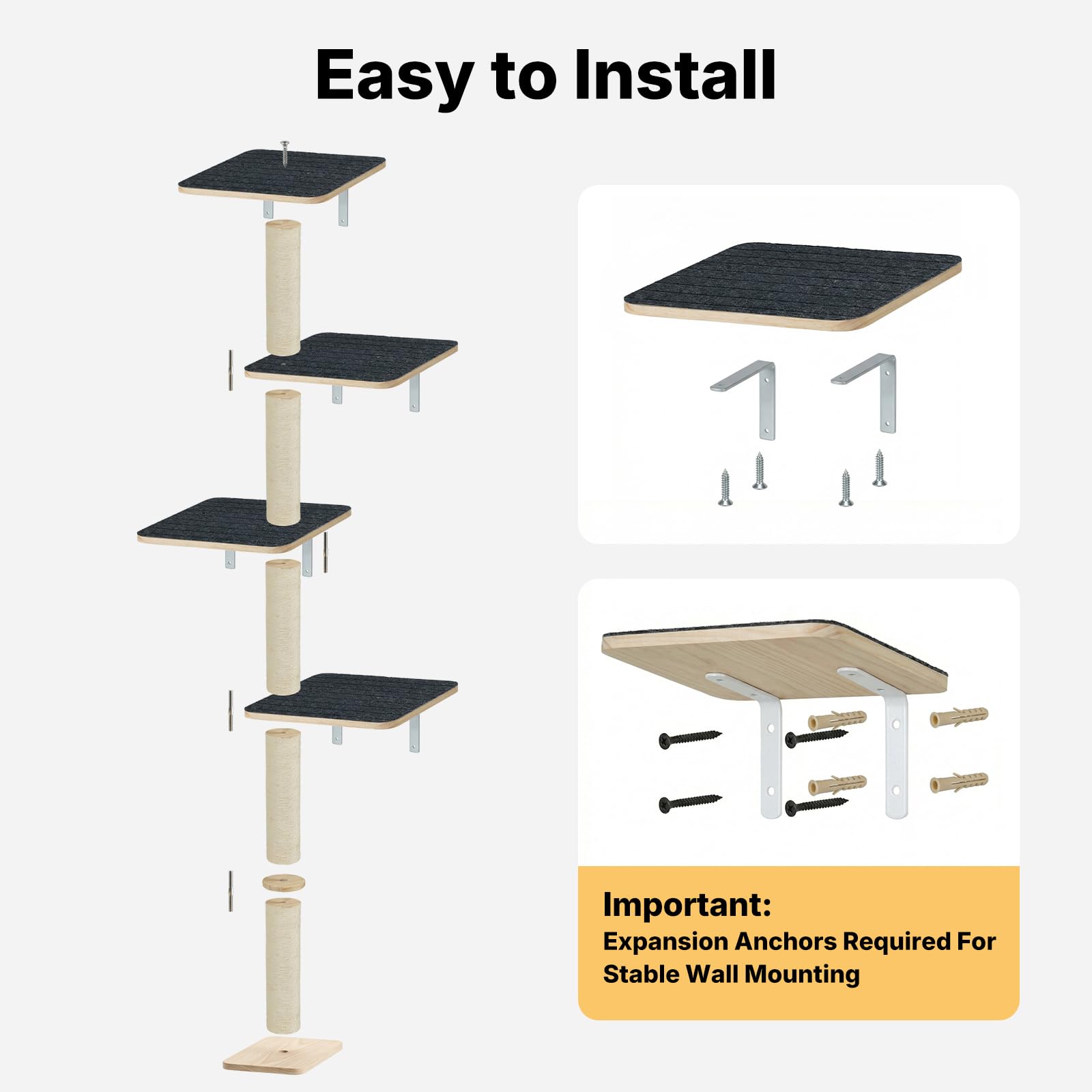 Easy assembly and adjustable height for kittens to adults
