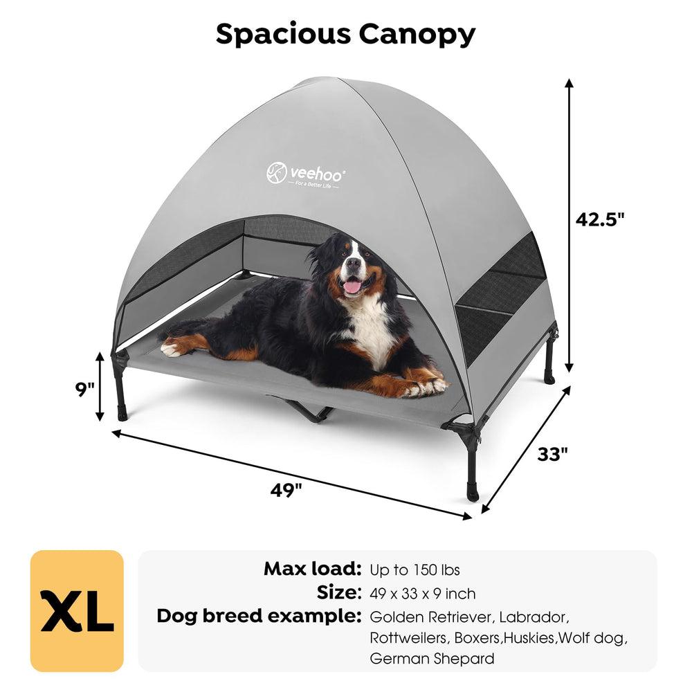 Veehoo Easy-Setup Dog Bed plugs in quickly for shelter.