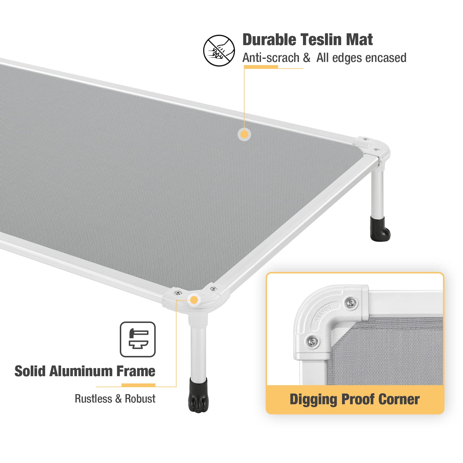 Veehoo elevated 7-inch height keeps dogs off the floor for cleaner paws.