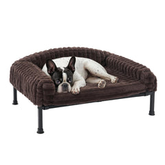 Veehoo elevated dog bed with bolstered sides for snug support.
