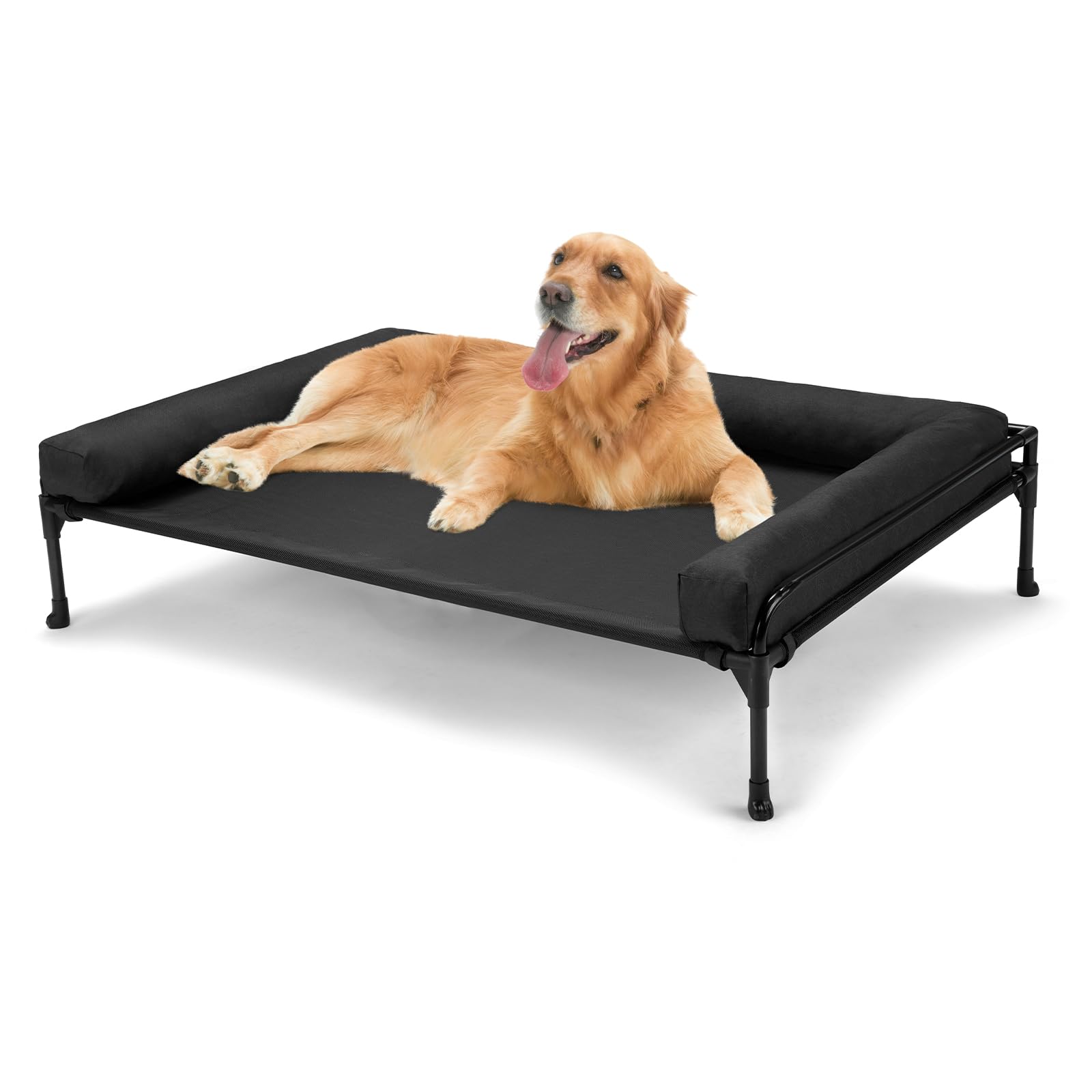Veehoo elevated outdoor dog bed showing airflow and cool resting space