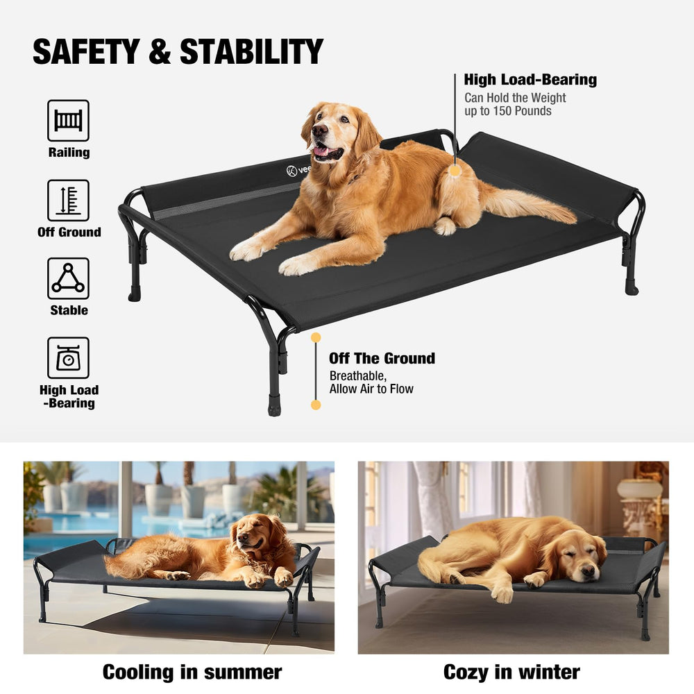 Veehoo elevated dog bed suitable for indoor and outdoor use