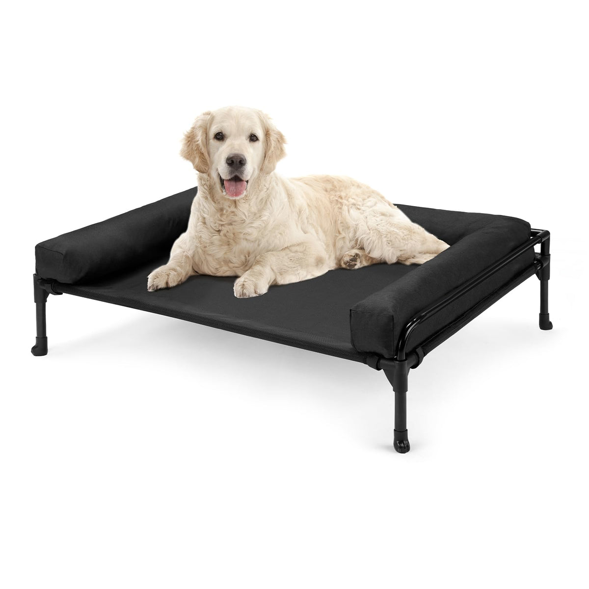 Veehoo elevated dog bed front view showing spacious sleeping area and breathable mesh