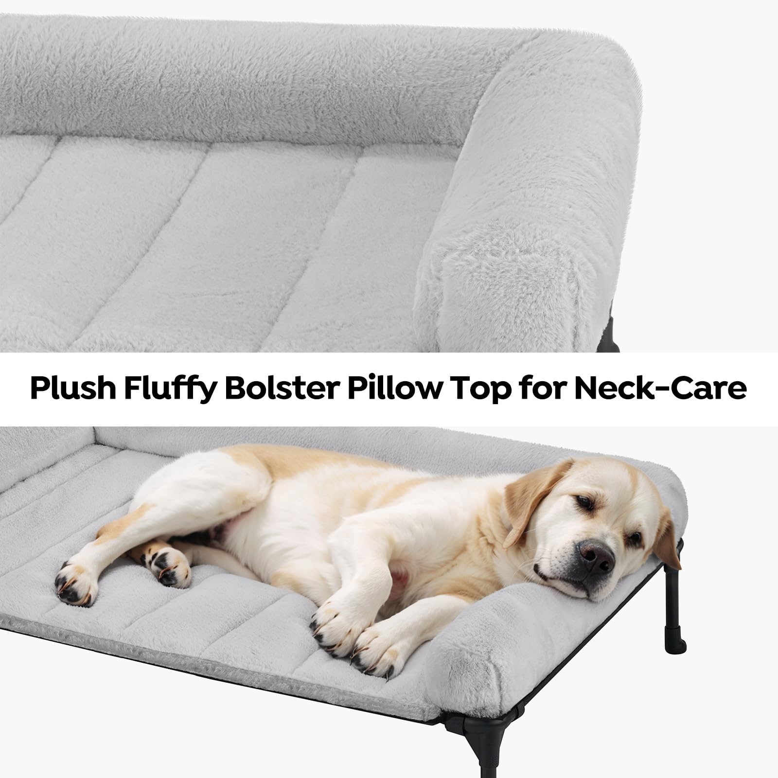 Veehoo fluffy plush bolster cushion providing neck support and coziness
