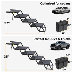 Veehoo heavy-duty dog steps extended to 35 inches for large dogs