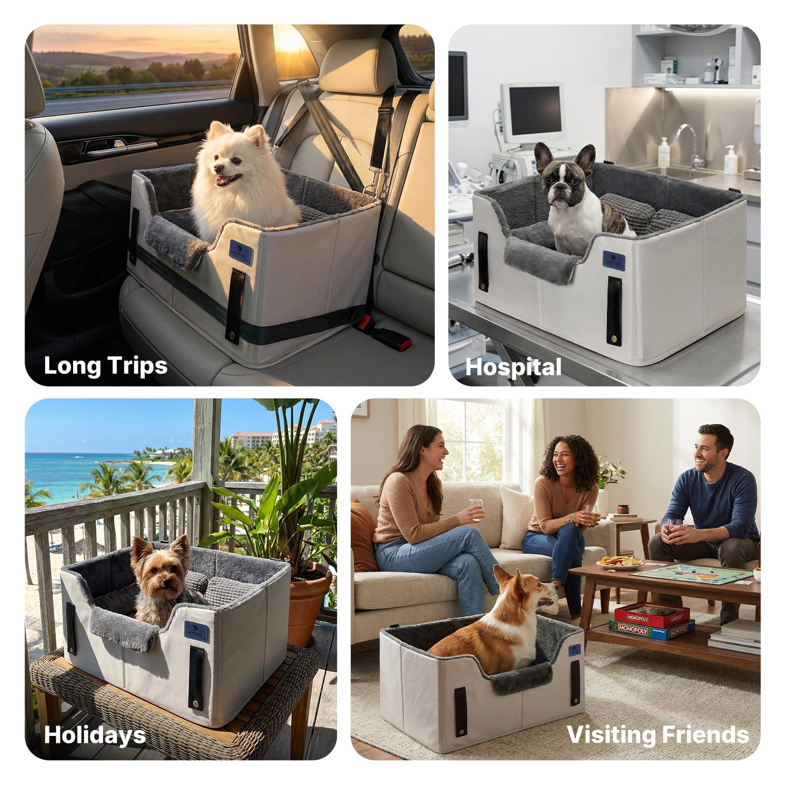 Veehoo foldable travel dog seat folds flat for easy storage.