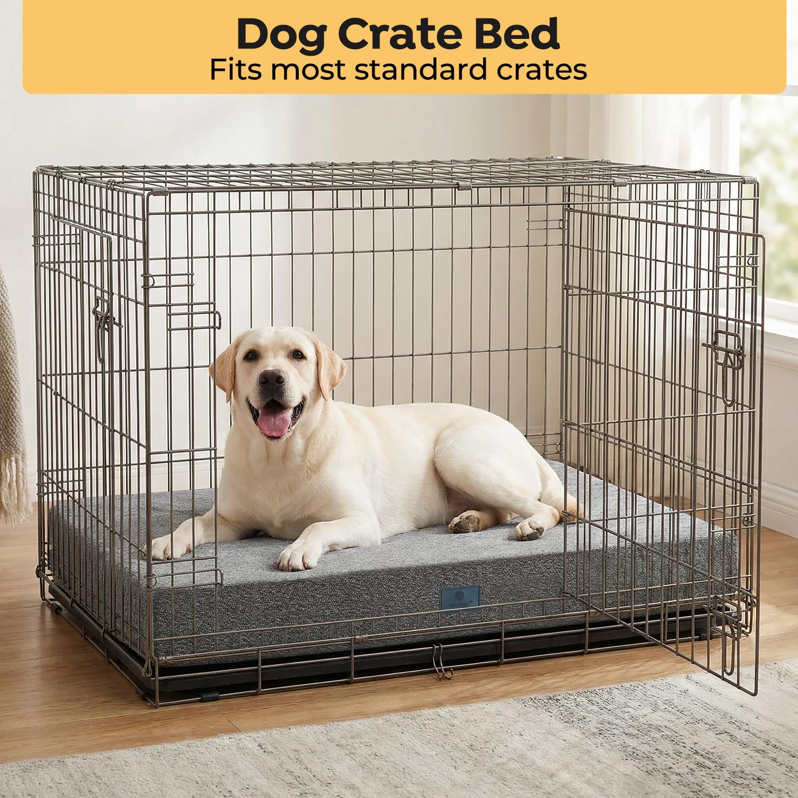 Veehoo bed with hidden zipper design protects fabric from chewers.