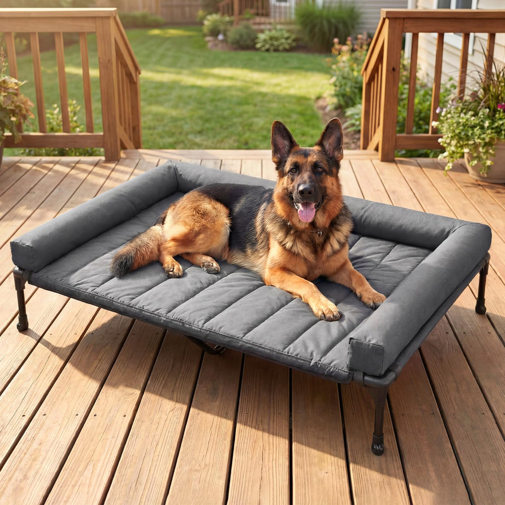 Veehoo indoor-outdoor dog bed 53in; versatile resting spot.