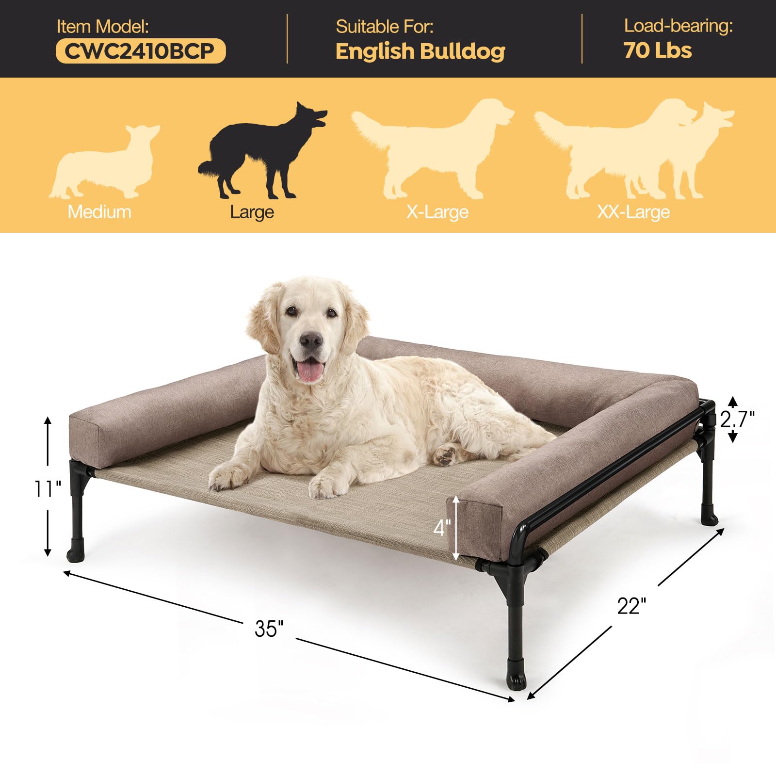 Veehoo bed features non-slip feet to keep the cot stable on surfaces