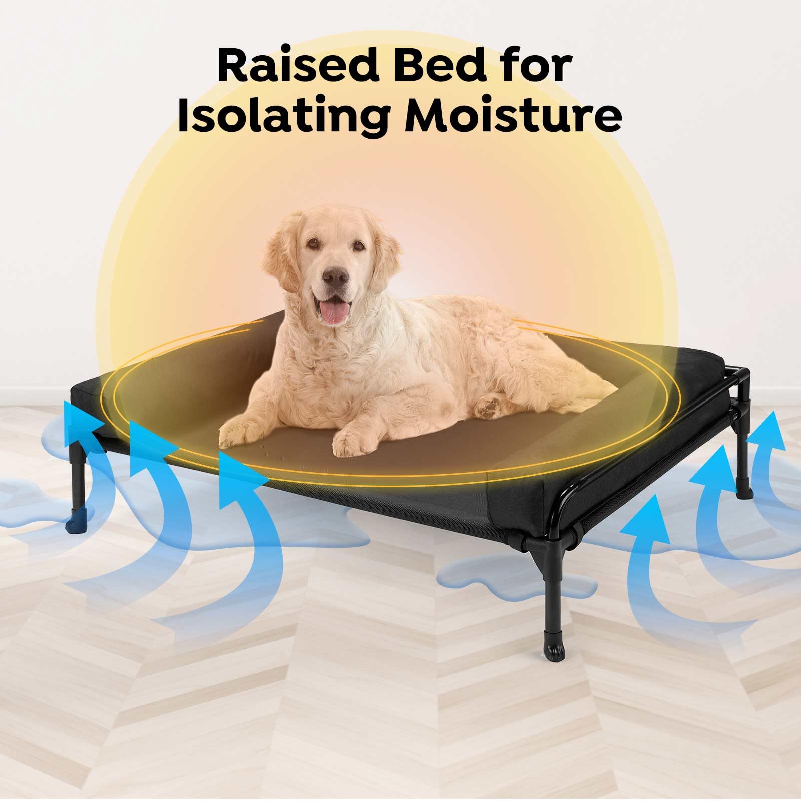 Veehoo non-slip feet keep the bed stable on various surfaces