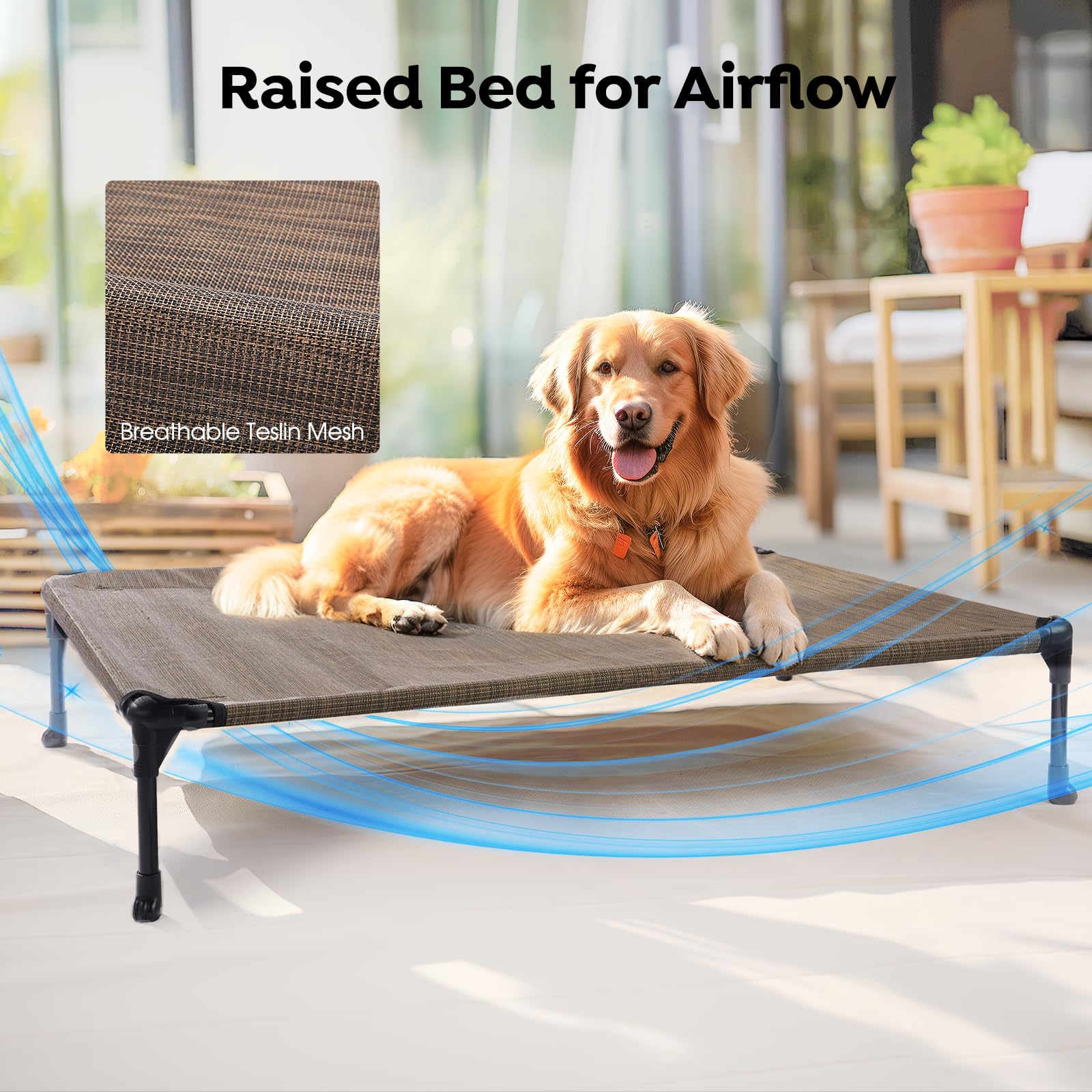 Veehoo non-slip feet help keep the bed steady on various surfaces.
