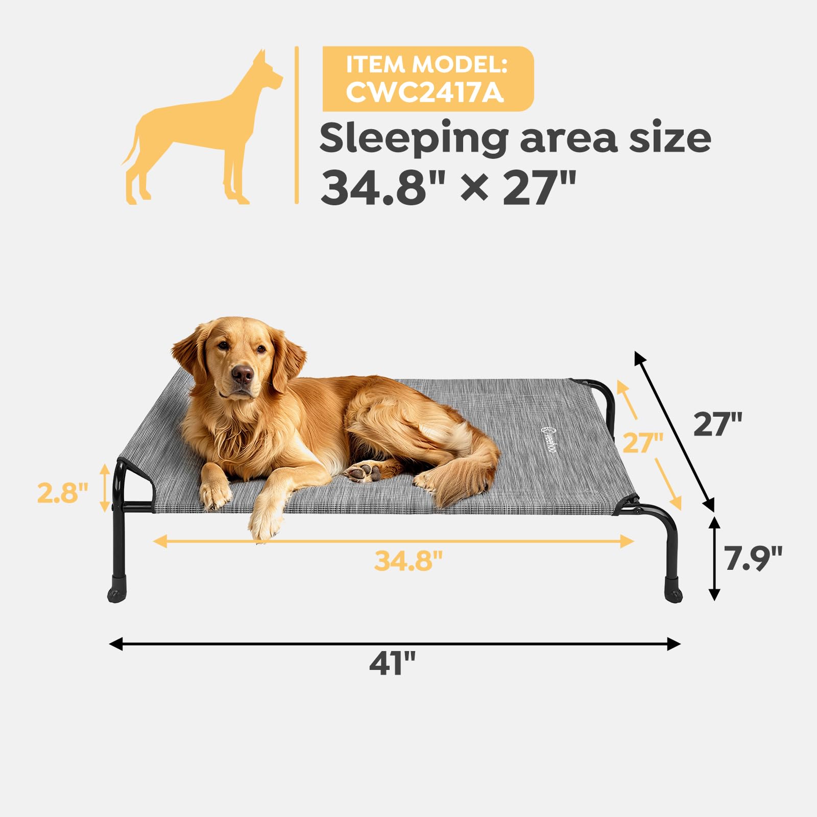Veehoo Original anti-slip feet keep the cot steady on surfaces.