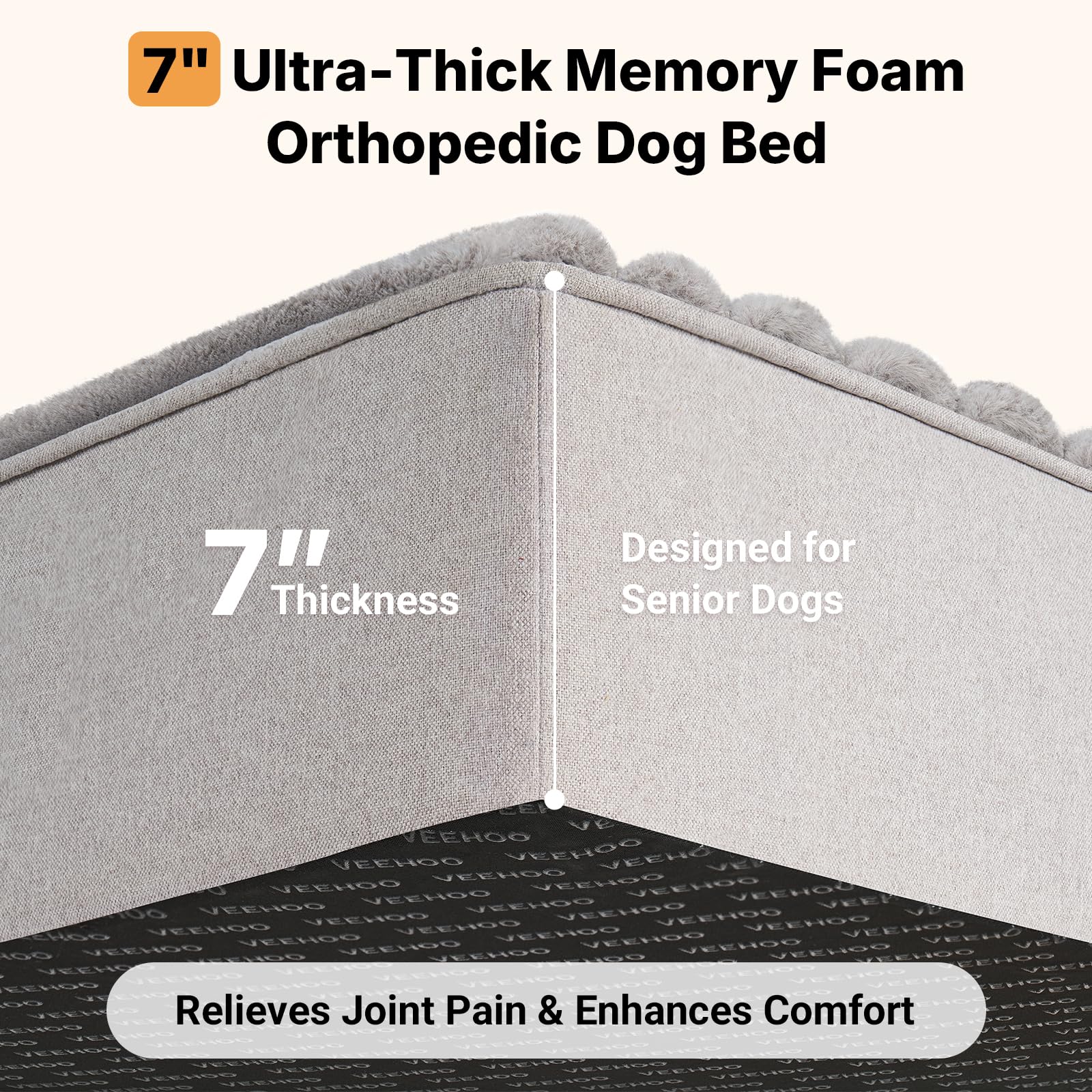 Veehoo bed with 7-inch memory foam core for joint support