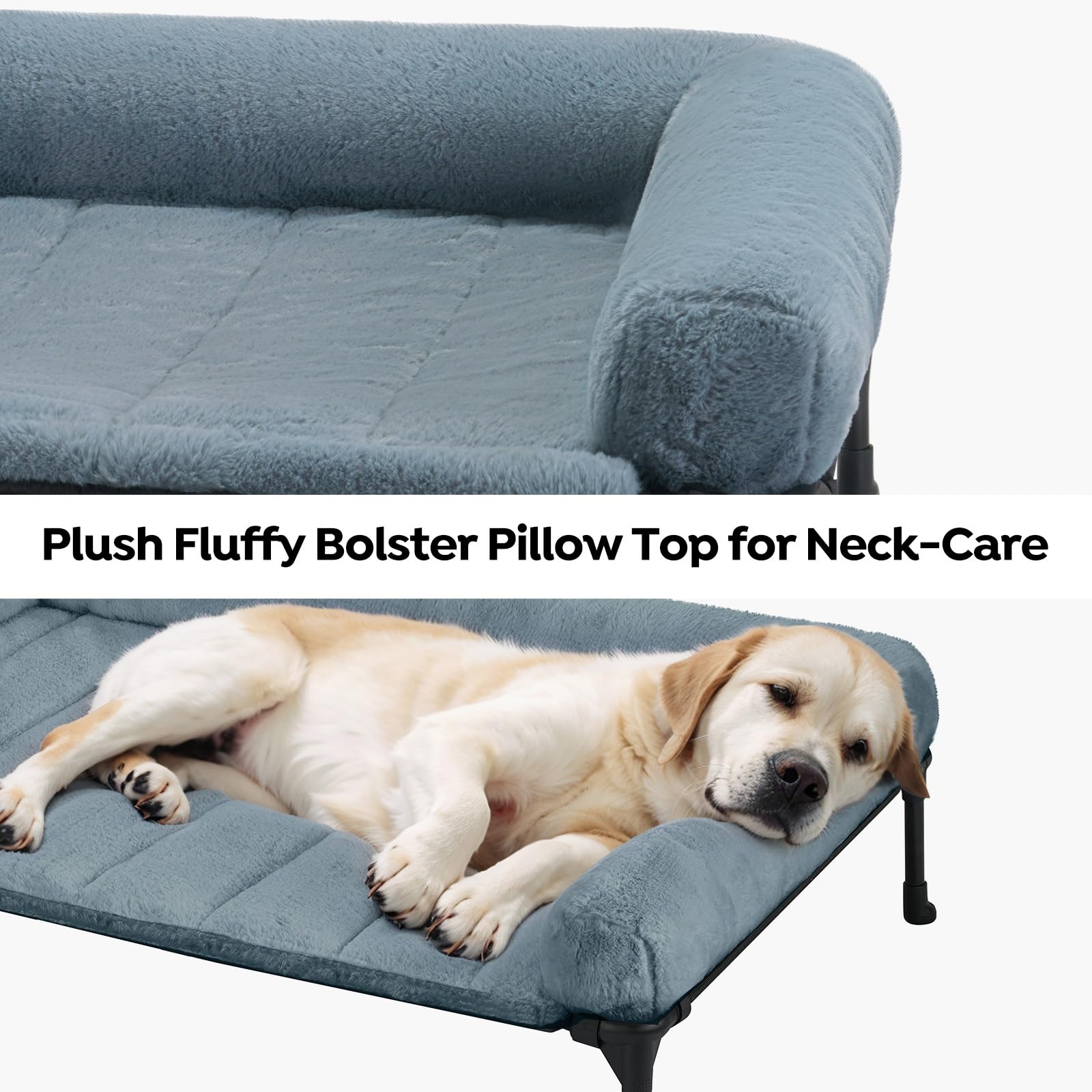 Veehoo plush bolster detail showing neck support and cozy edge
