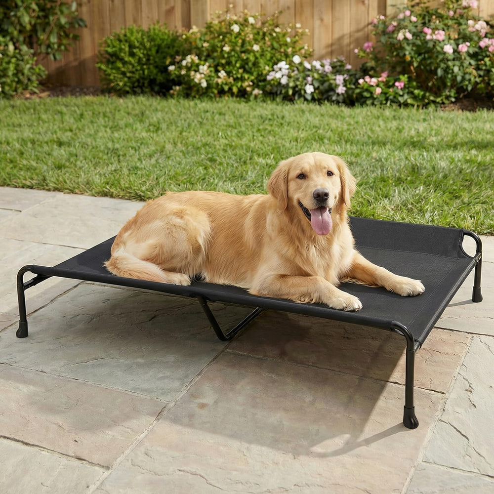 Veehoo Outdoor Dog Bed headrest offers neck support for outdoor naps