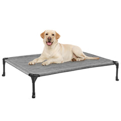 Veehoo outdoor elevated dog bed 42x30 frame for off-ground comfort