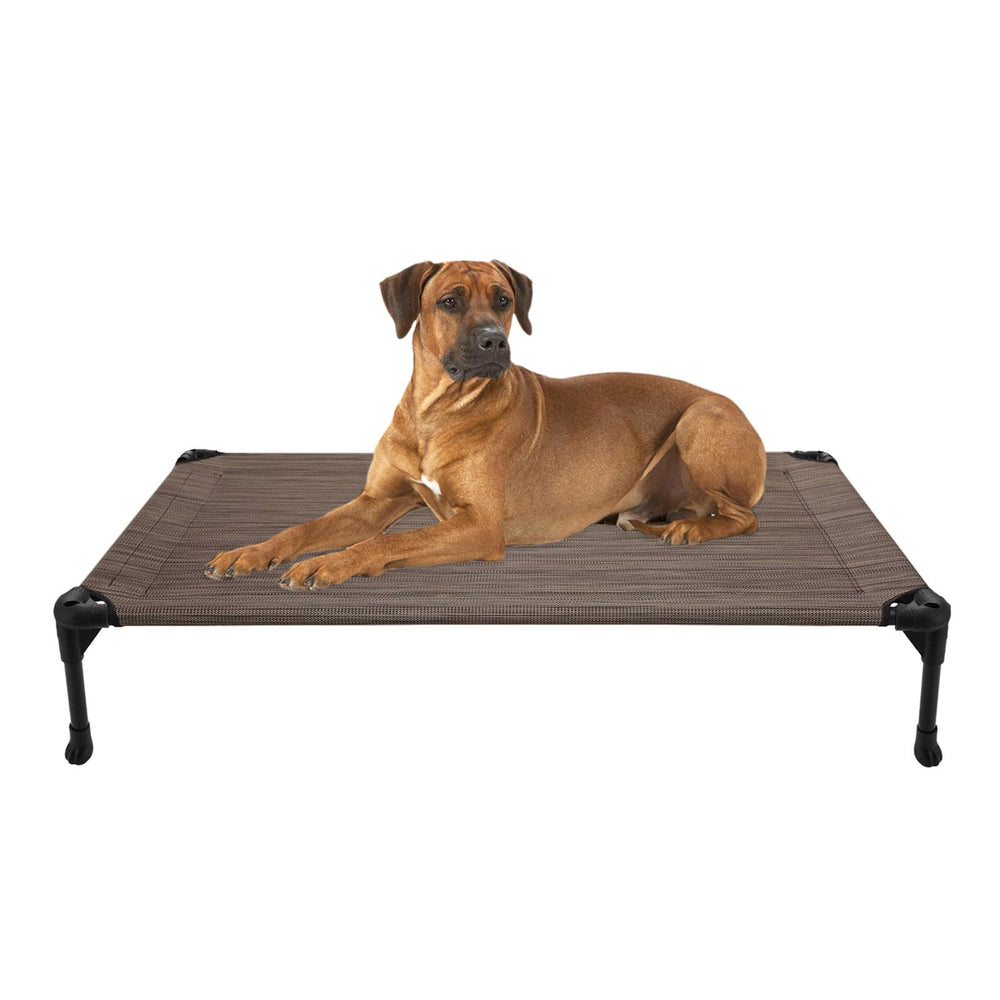 Veehoo outdoor elevated dog bed 45x33 top view showing spacious cooling area