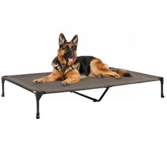 Veehoo outdoor elevated dog bed top view showing generous 49x33 inches.