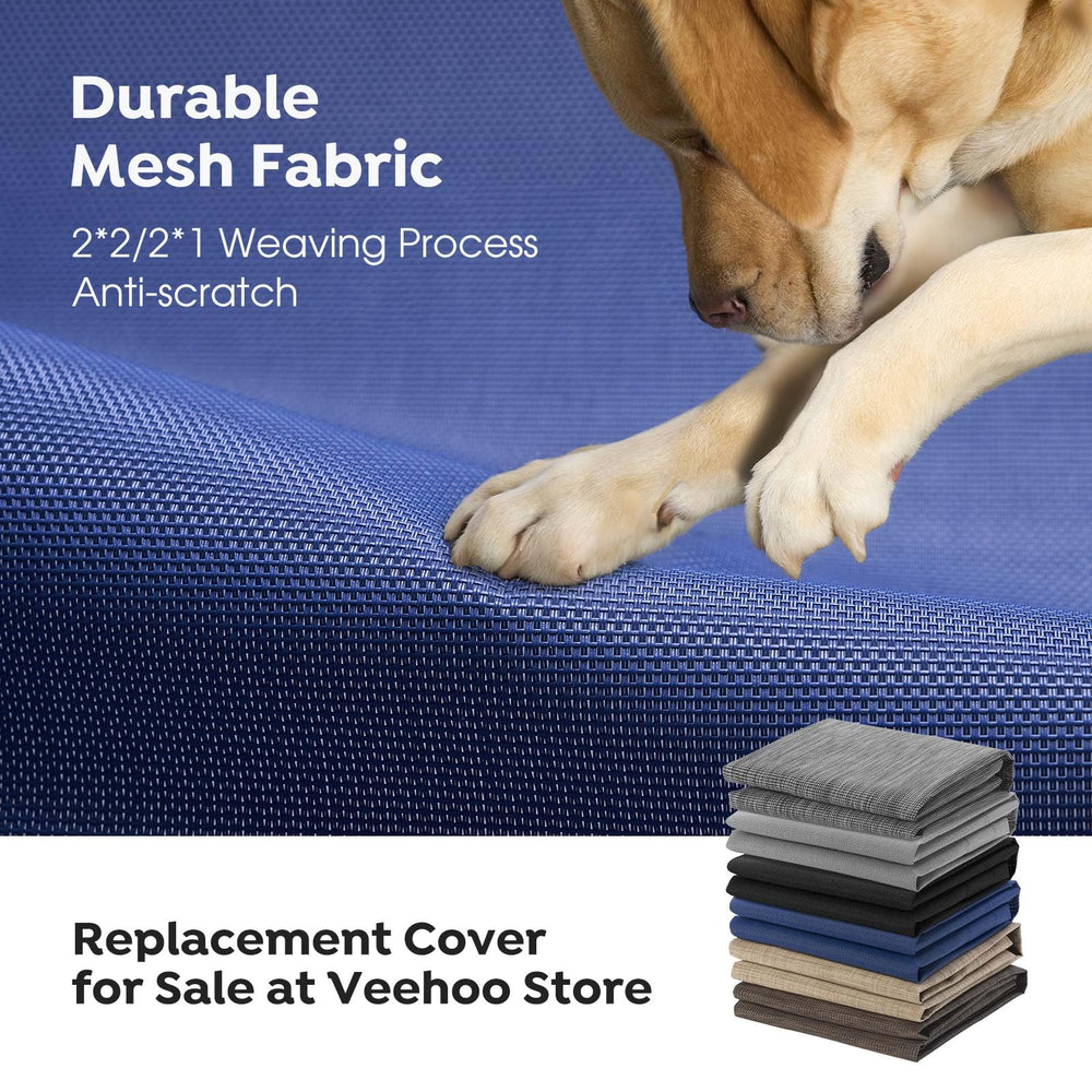 Veehoo outdoor elevated dog bed assembled on indoor floor