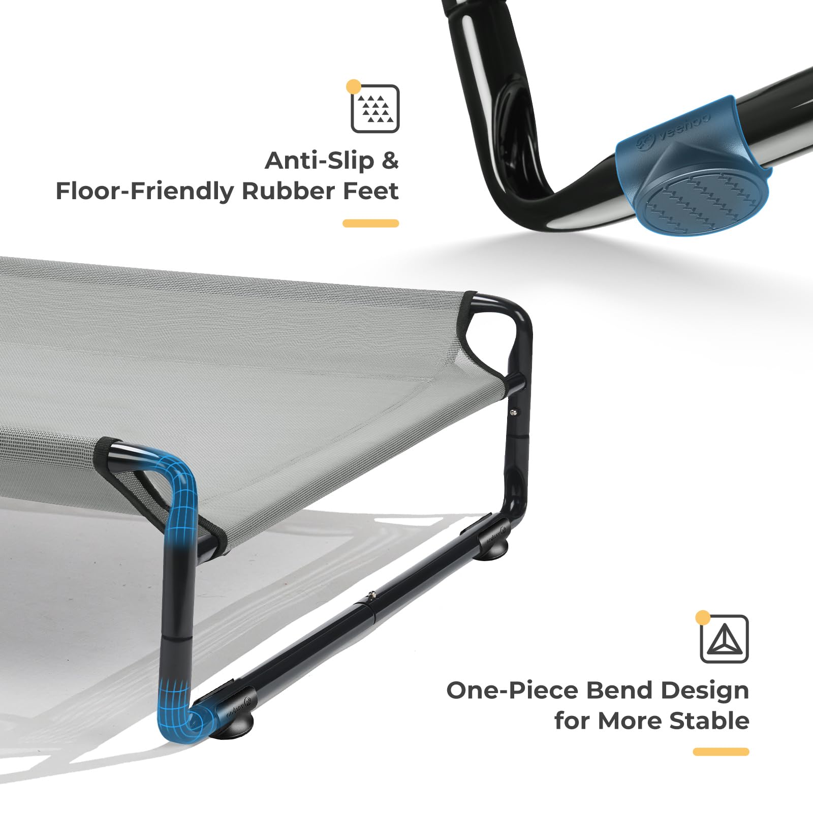 Veehoo elevated dog bed featuring breathable mesh for airflow
