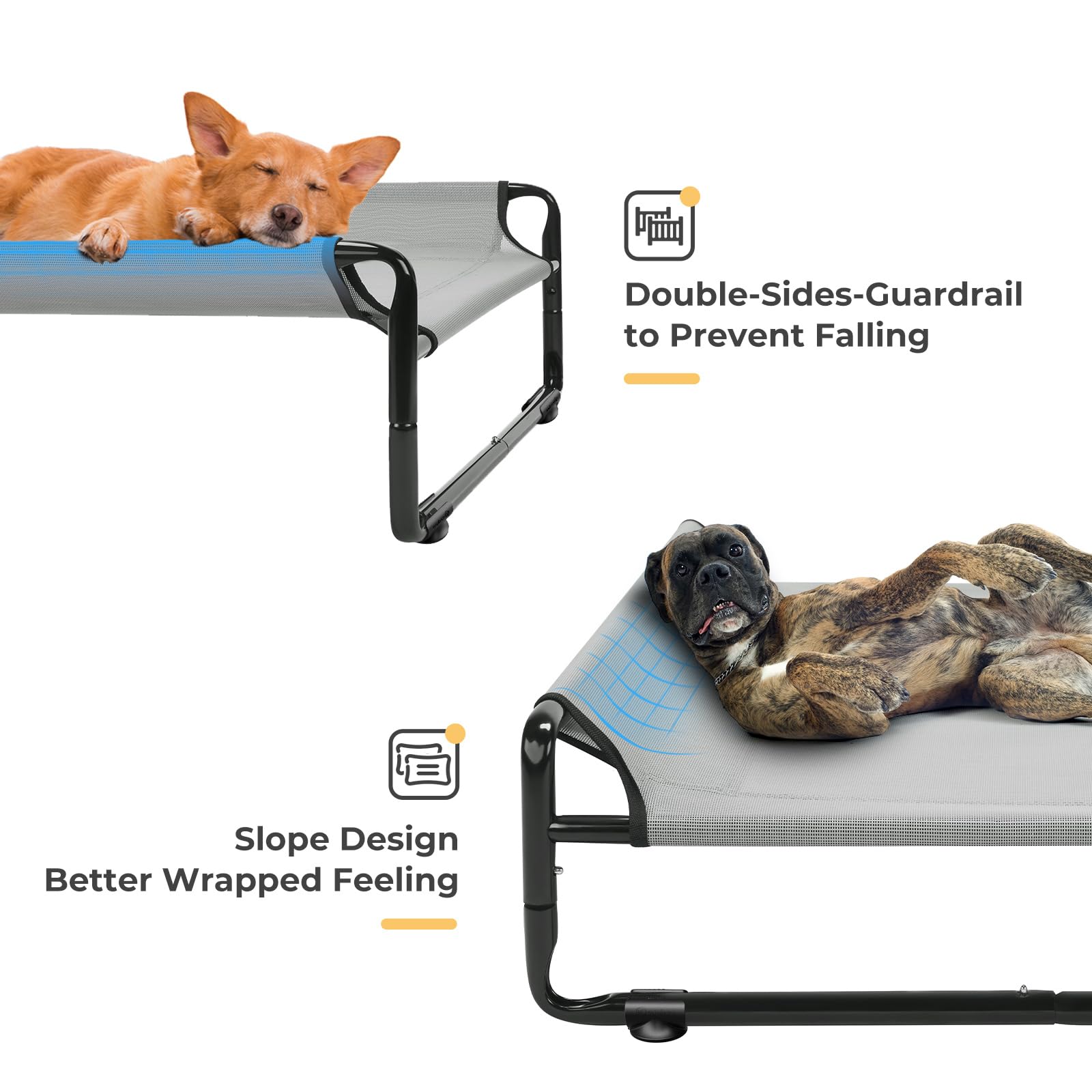 Veehoo dog bed with headrest and side rails for safety