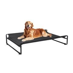 Veehoo Outdoor Elevated Dog Bed headrest supports neck and prevents rolling off during sleep.