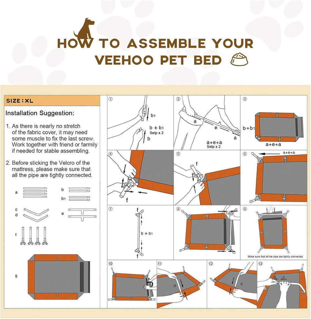 Veehoo outdoor elevated dog bed designed for indoor and outdoor use
