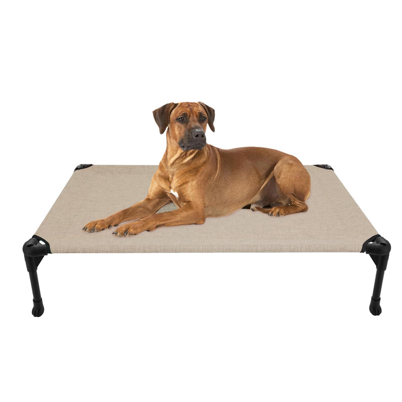 Veehoo outdoor elevated dog bed, overall view, suited for large breeds