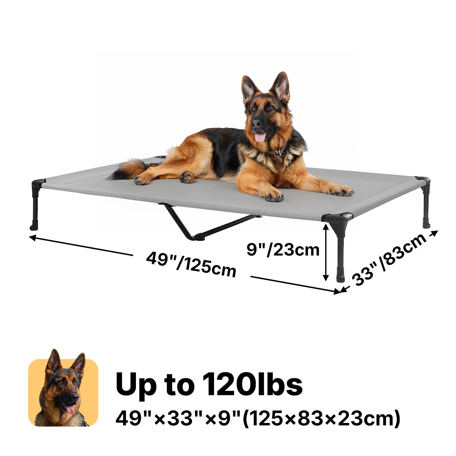 Veehoo outdoor elevated dog bed replaceable mattress extends product life