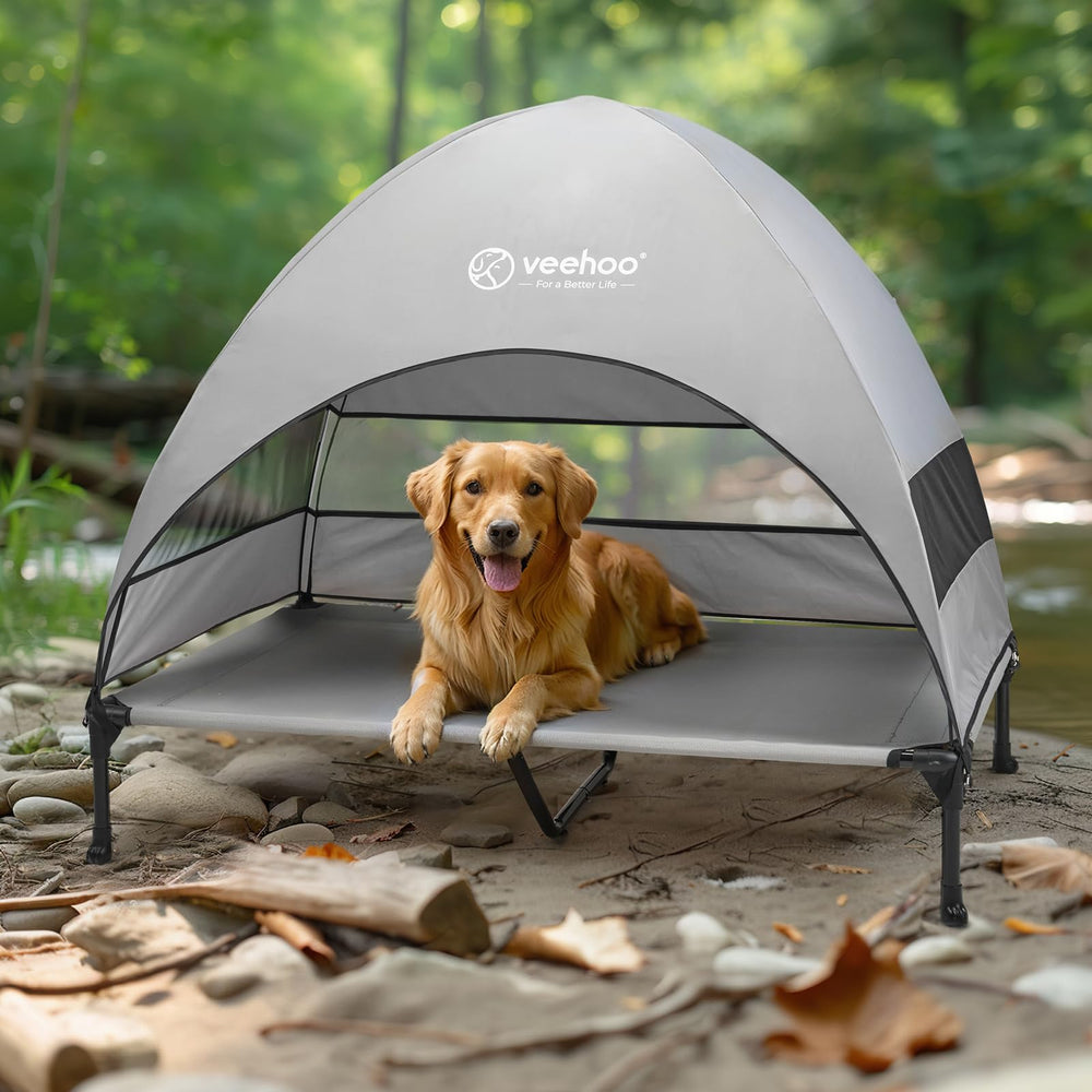 Veehoo Raised Cooling Cot ideal for camping and beach trips.