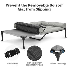 Veehoo raised cot with non-slip feet ensures stable placement