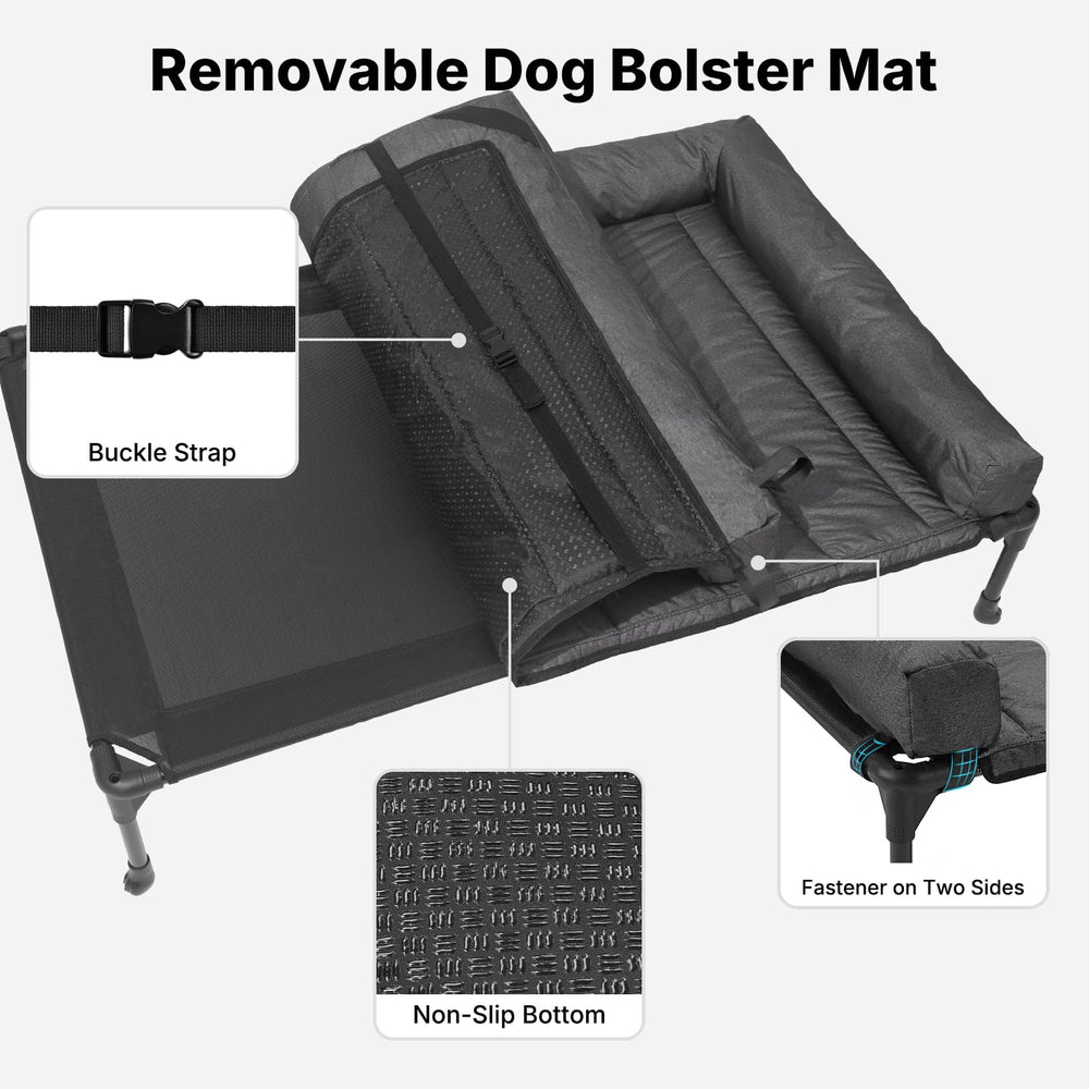Veehoo raised pet cot with tear-resistant mesh supports durability