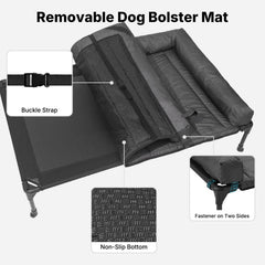 Veehoo raised pet cot with tear-resistant mesh supports durability