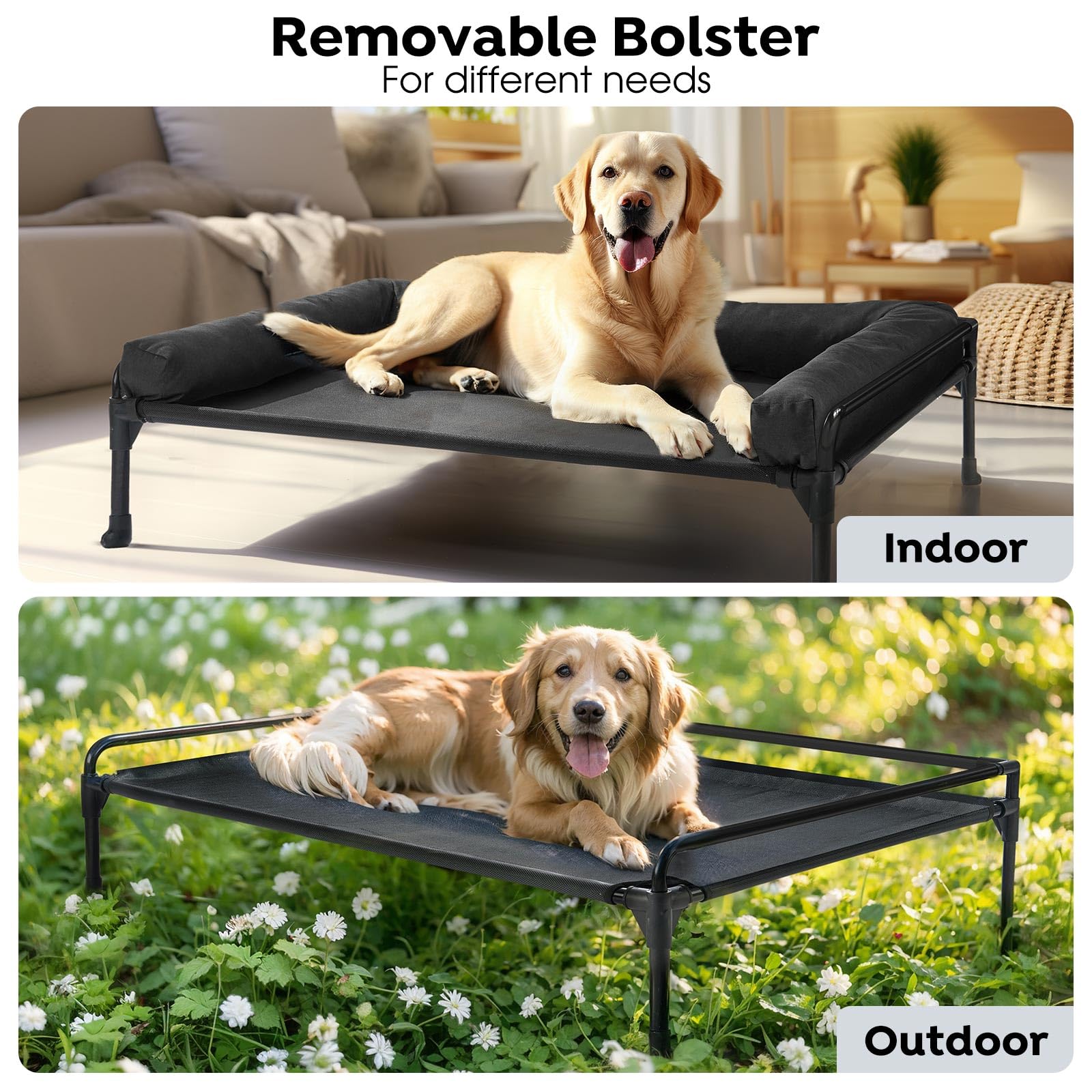 Veehoo removable pillow adapts to different dog sleeping styles