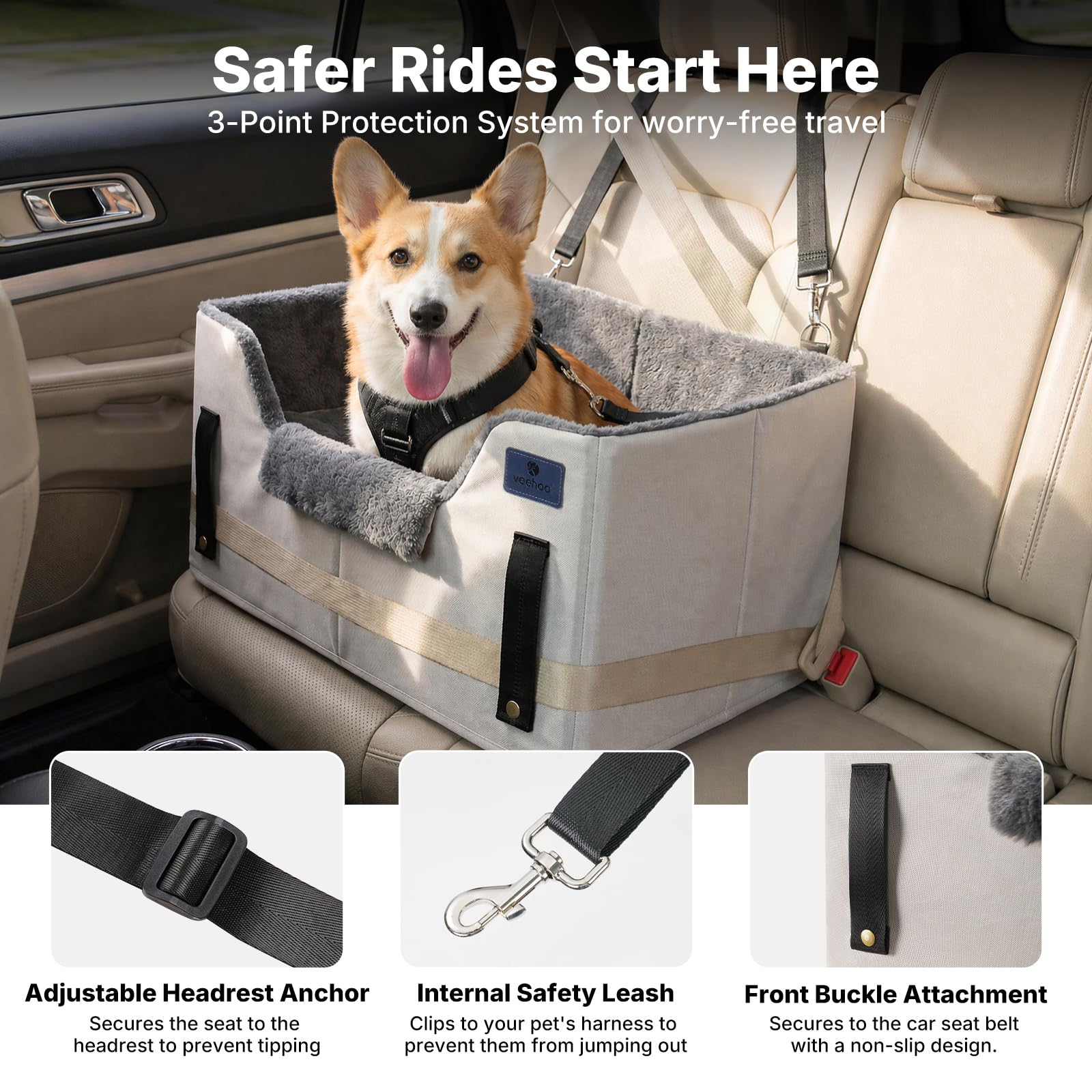 Veehoo removable washable cover keeps the pet area hygienic on trips.