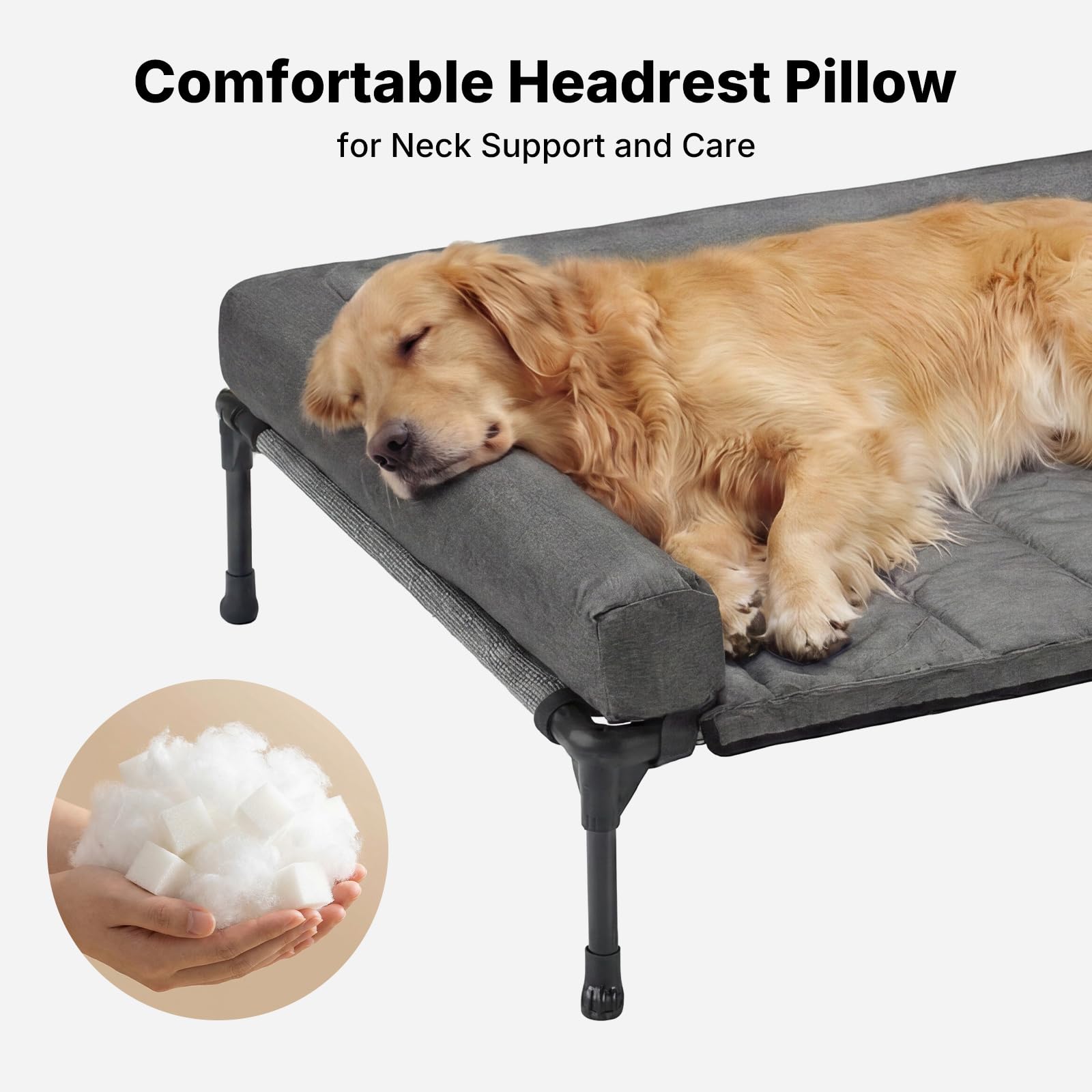 Veehoo removable waterproof bolster cushion; easy cleaning for daily use.