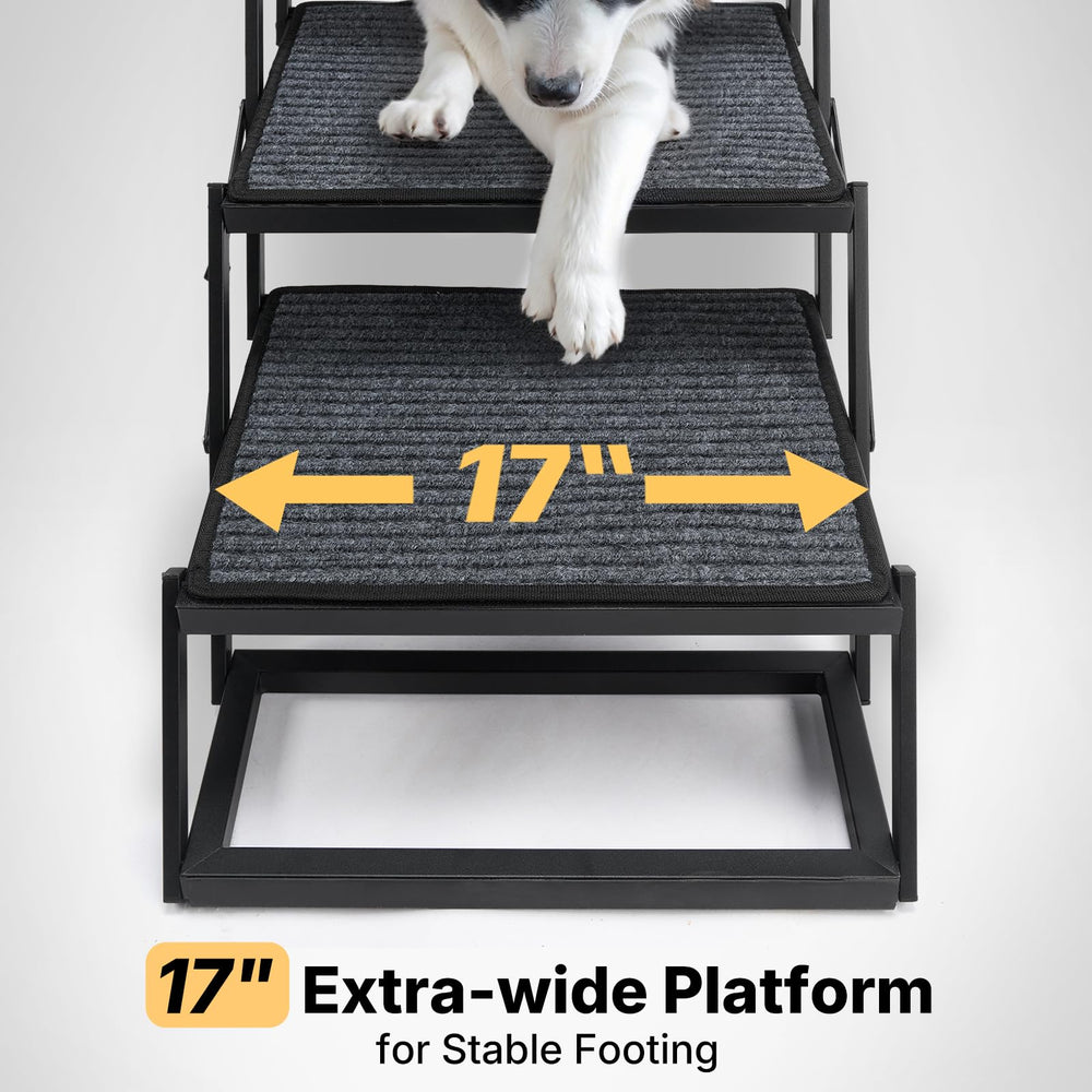 Veehoo steel mesh dog steps are easy to rinse after muddy adventures