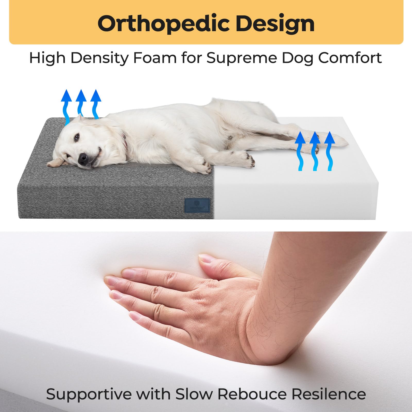 Veehoo soft orthopedic support distributes weight for comfortable rest.