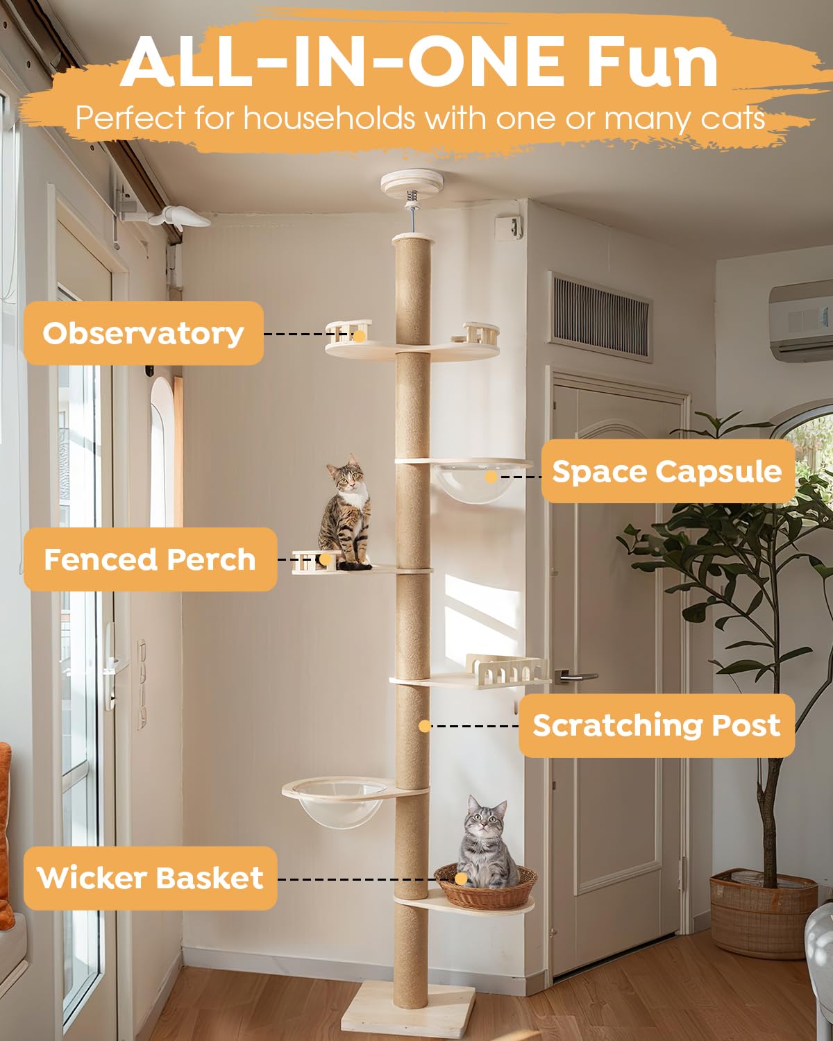 Veehoo stable base design ensures safe climbing for indoor cats