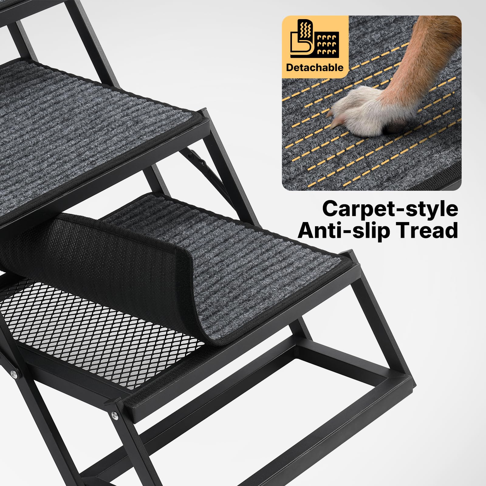 Veehoo stabilizing crossbar keeps the steps steady during pet loading