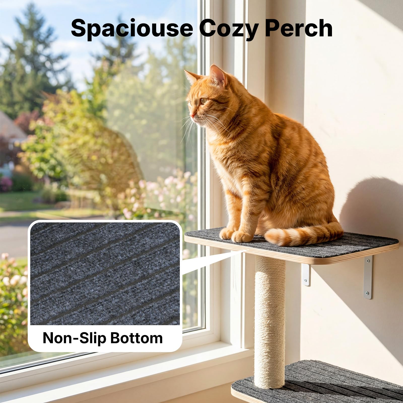 Sturdy 40lbs capacity Veehoo cat tree for safe jumps