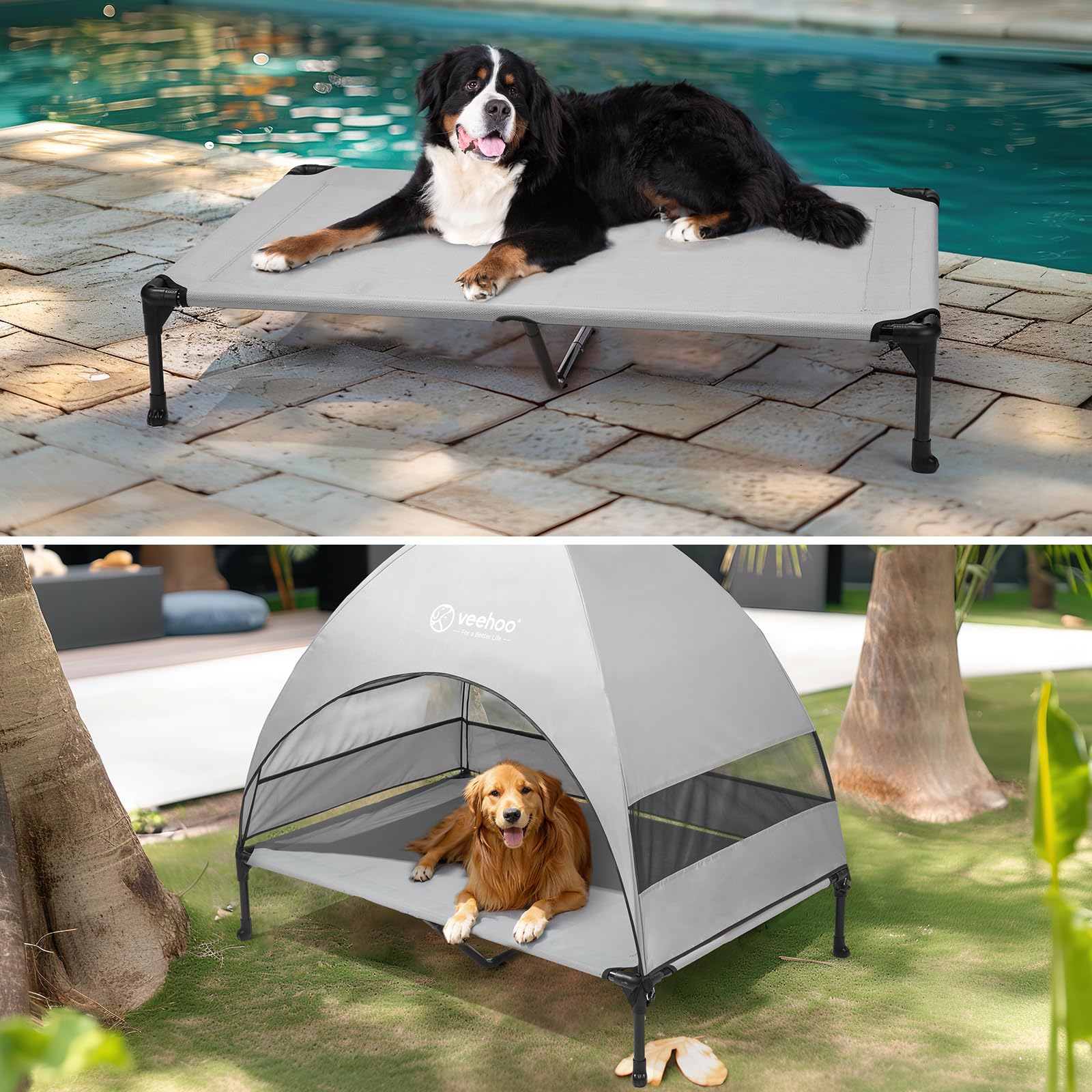 Veehoo Waterproof Canopy provides UV protection and rain shielding.