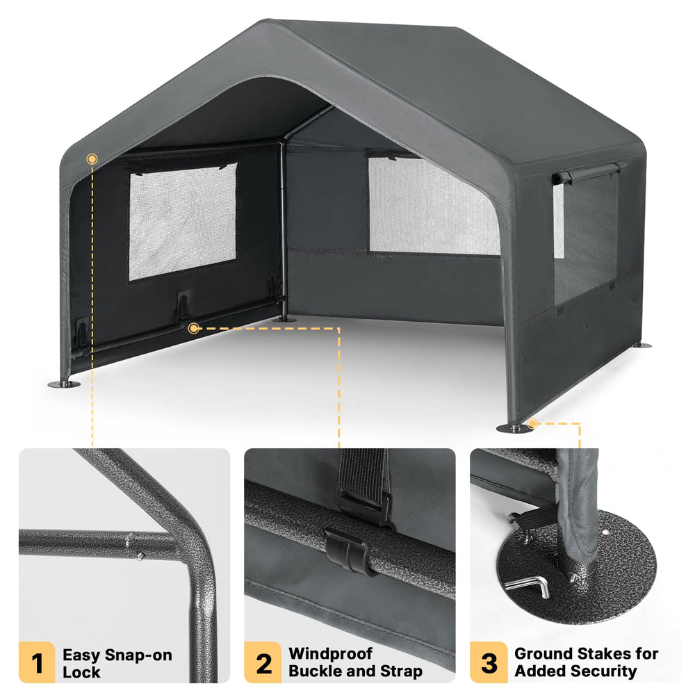 Veehoo dog shelter installs in under 10 minutes without tools.
