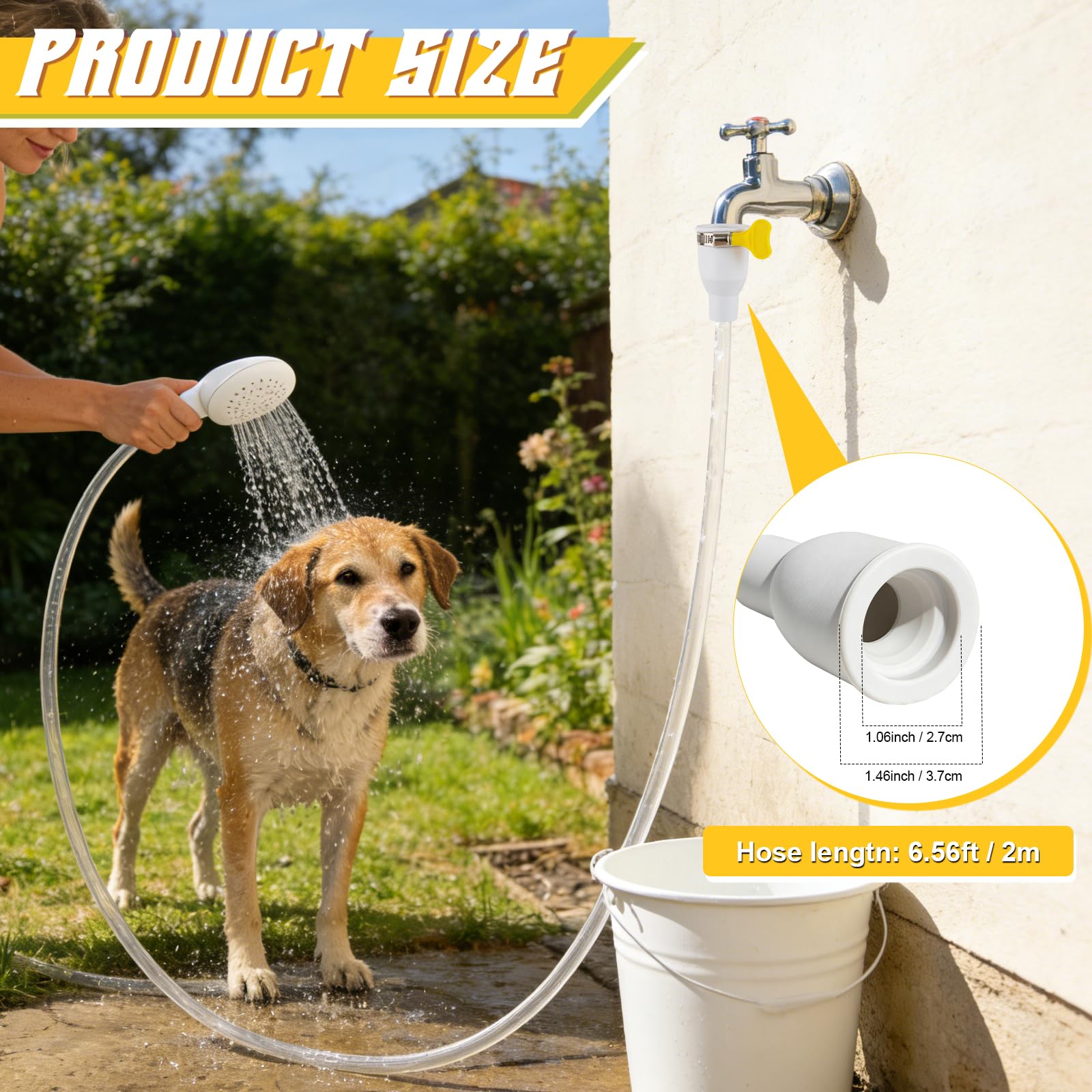 Veerlogix adjustable connector clamp keeps hose secure during baths.