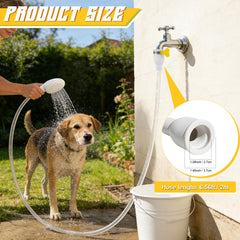 Veerlogix adjustable connector clamp keeps hose secure during baths.