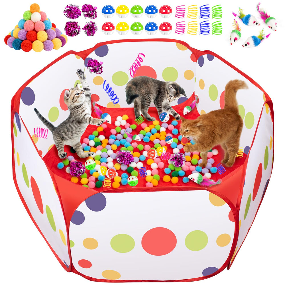Veerlogix cat ball pit assembled for versatile indoor and outdoor play, engaging curiosity.