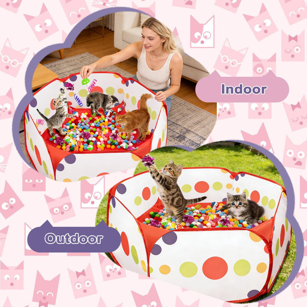 Veerlogix foldable cat ball pit with storage bag ready.