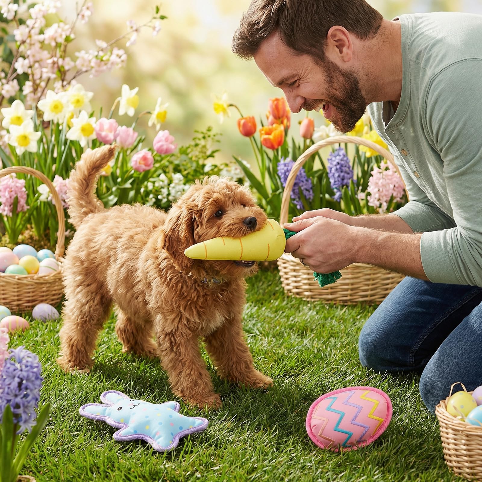 Vehomy durable canvas dog toy ready for gentle tugging.