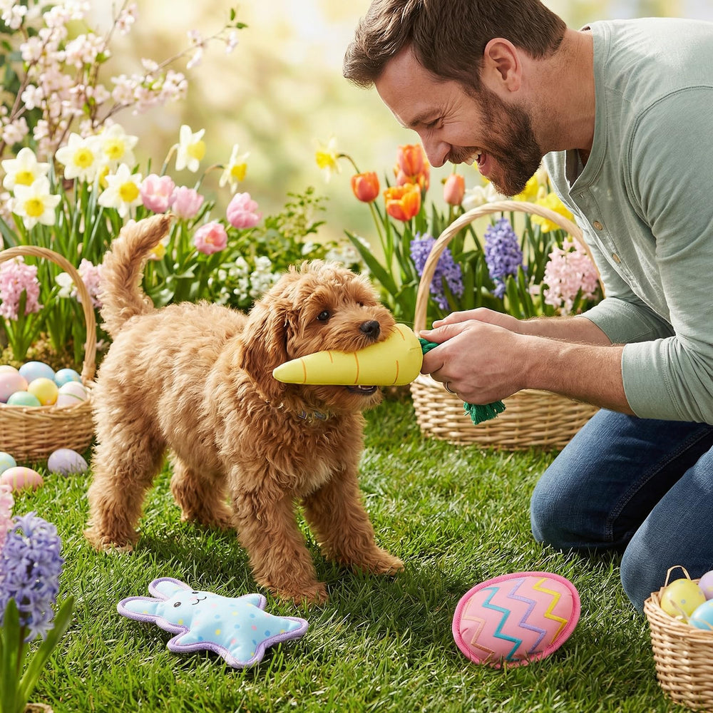 Vehomy durable canvas dog toy ready for gentle tugging.
